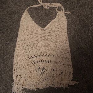 Macrame chrochet beige/nude halter top